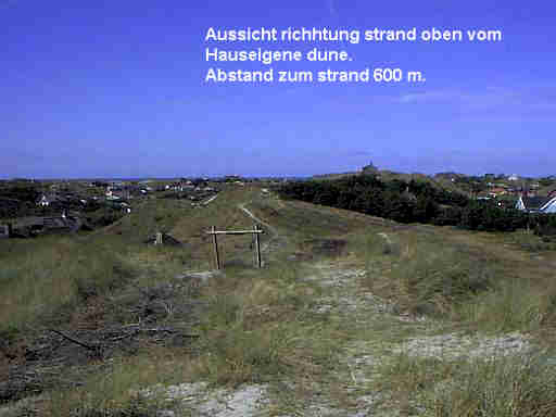 Aussicht von hauseigener Dne Richtung Strand. Abstand zum Strand 600 m