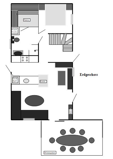 Grundriss vom Ferienhaus oben